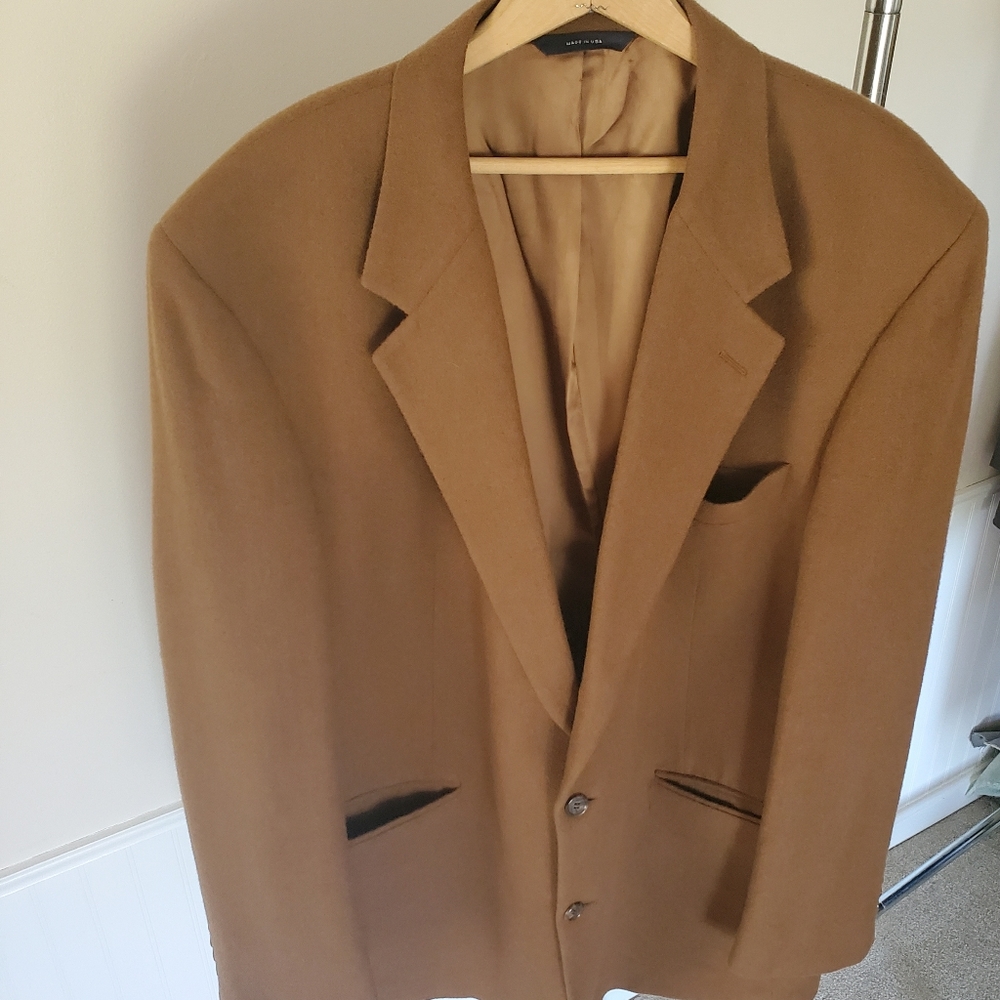 Brooks Brothers cashmere suit jacket 100% camel hair men's coat 48 XL tan blazer